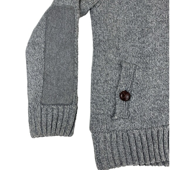 Zero Degrees Mens M Wool Shawl Collar Cardigan Sweater Gray Preppy Academia - Picture 9 of 16